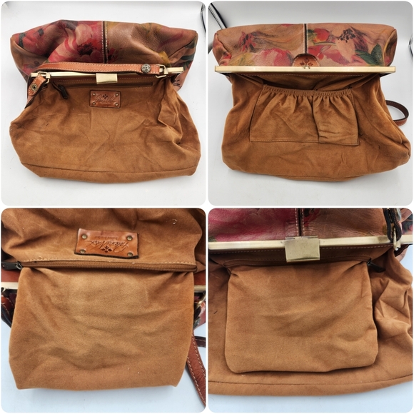 Patricia Nash Ferrera Frame Floral Shoulder Clutch Satchel Leather Bag Brown - Picture 15 of 16